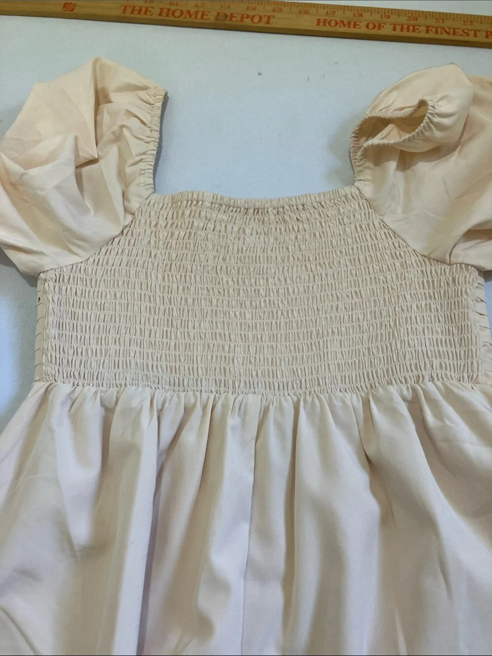 Girls' Cream Puff-Sleeve Square-Neck Dress
